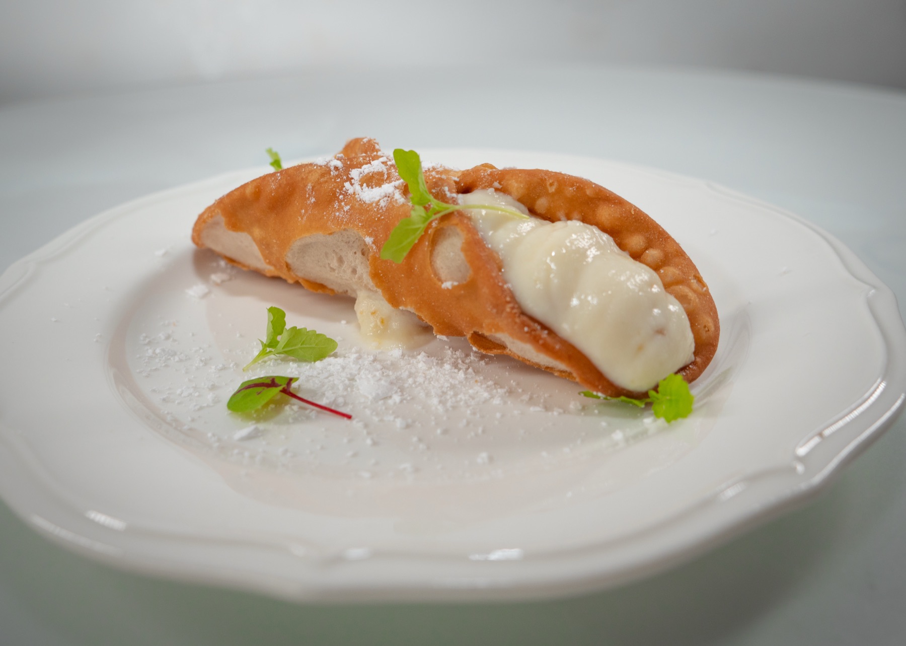 Plated Italian cannolo dessert for a Sydney bridal shower by Chef Michele